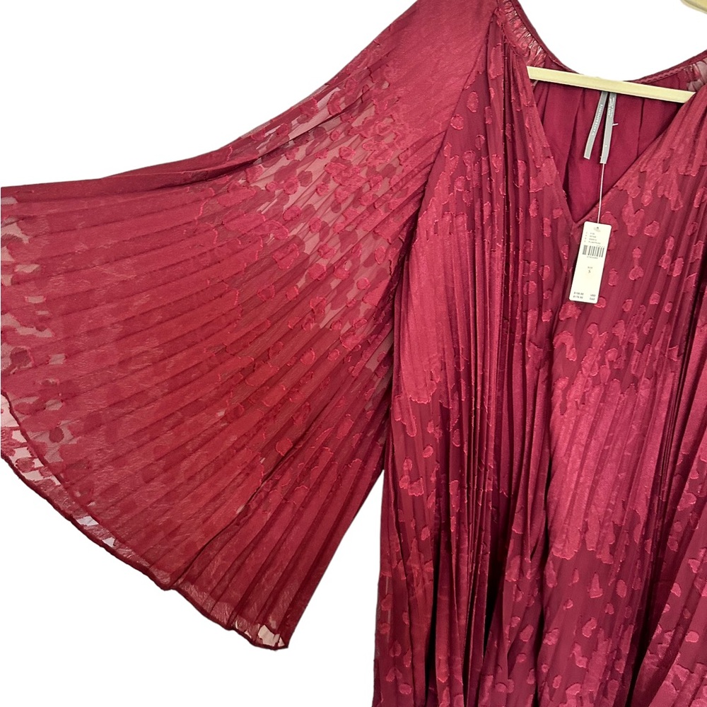 NWT Anthropologie Toulon Accordion Pleated Mini Dress Plum Small - Picture 6 of 8